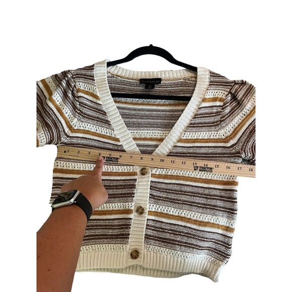 House of‎ Harlow 1960 Cardigan Womens Small Stripe Puff Sleeve Cropped Sweater - Picture 8 of 10